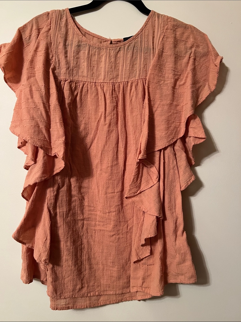 Women's Coral Ruffle Short-Sleeve Top